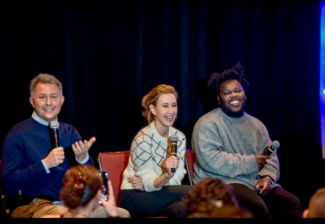 Barry moderating a panel at Sundance